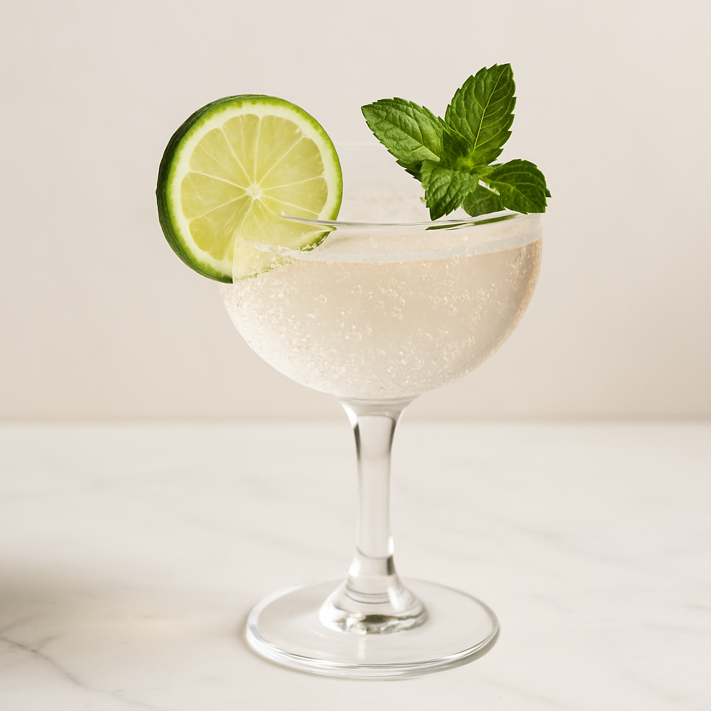 Elegant cocktail glass with garnish